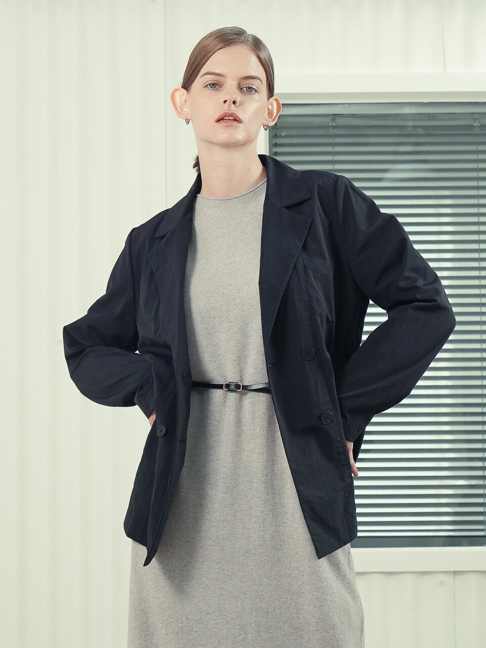 String Detail Double Jacket _Beige