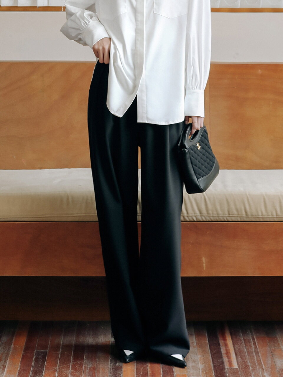 LS Pintuck Wide Long Slacks_BK