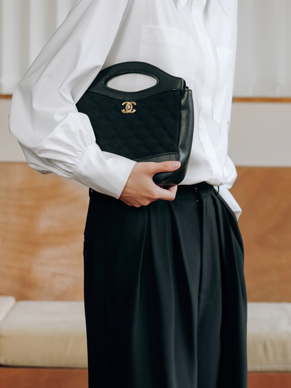 LS Pintuck Wide Long Slacks_BK