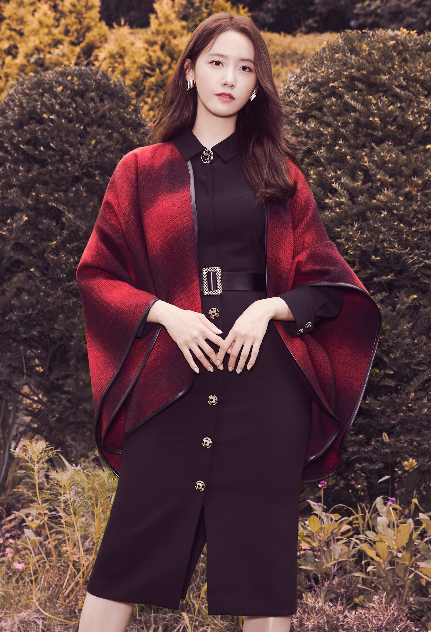 울 케이프 재킷 (RED)
