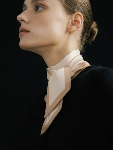 Long Twilly Silk Scarf - Latte/Beige
