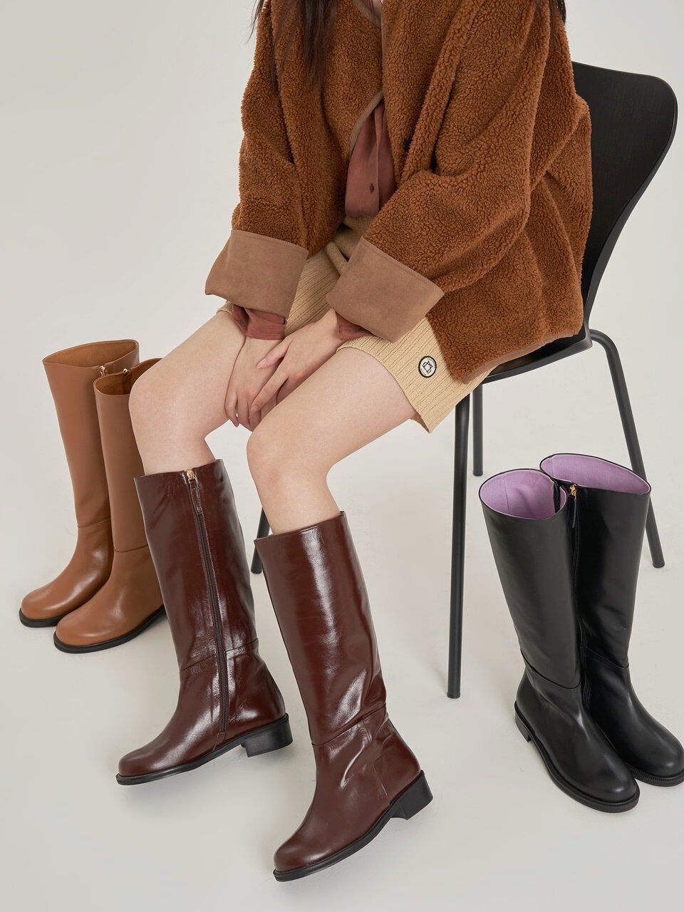 city round riding boots camel