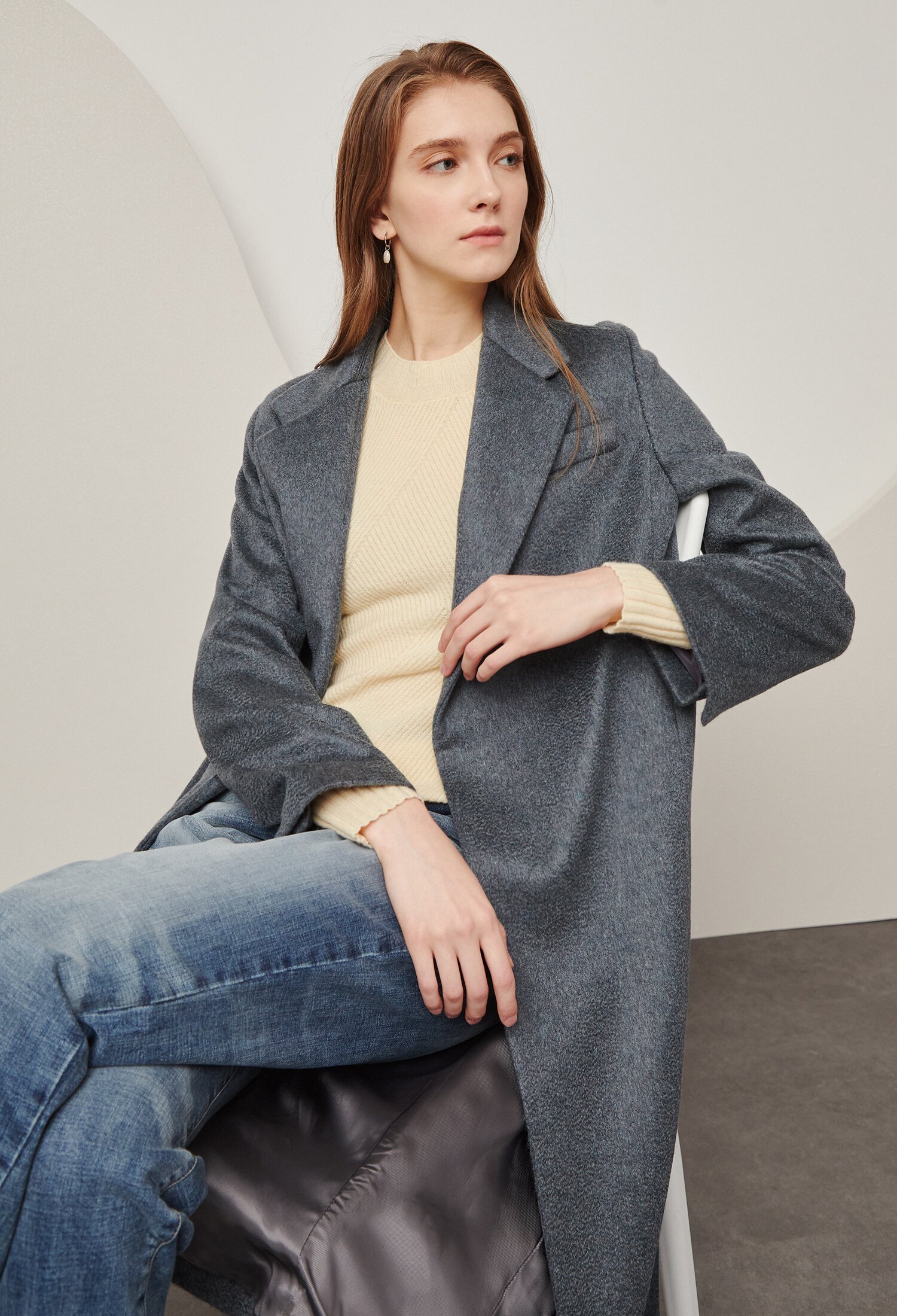 캐시미어 루즈핏 롱 코트 (BLUE)