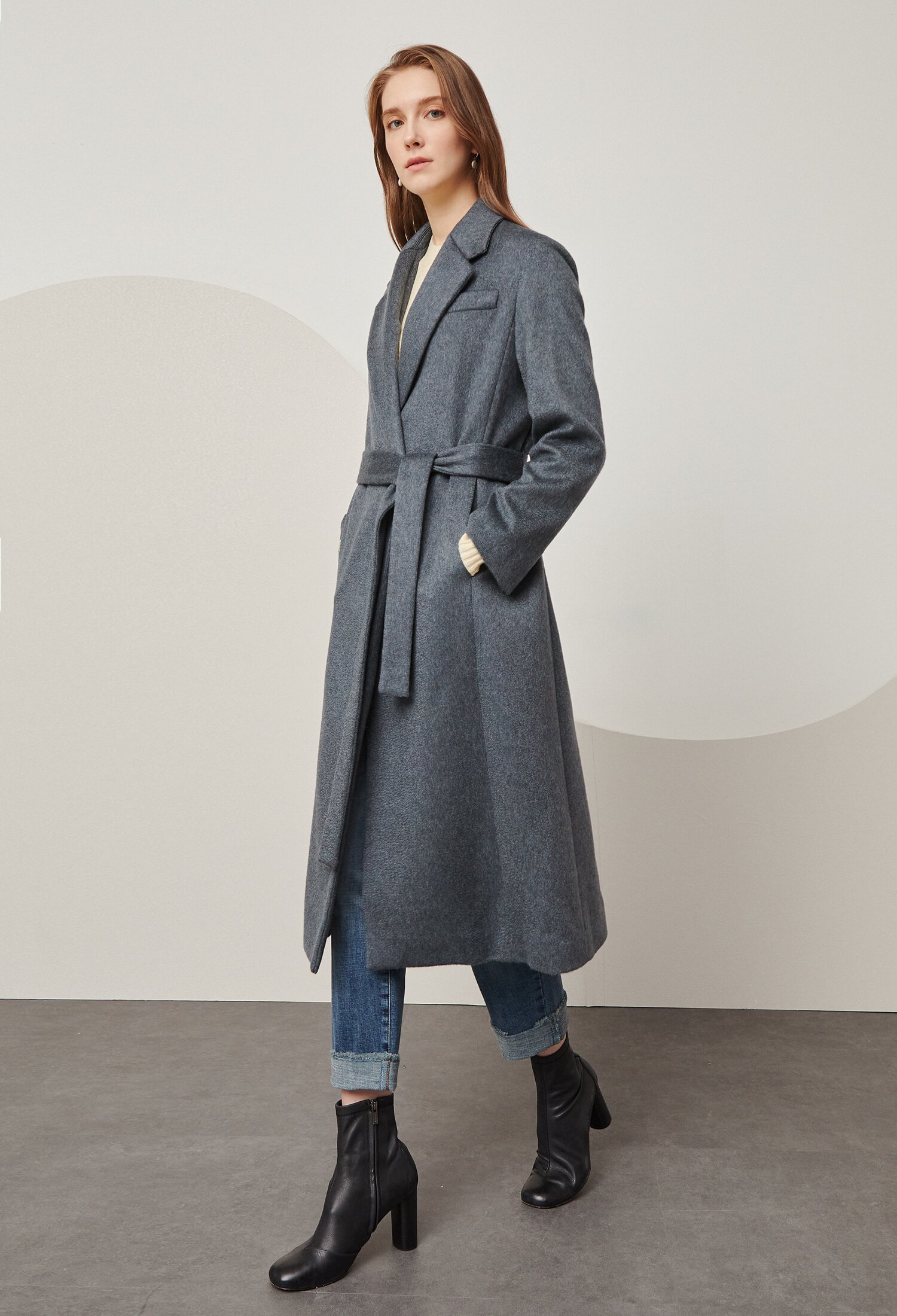 캐시미어 루즈핏 롱 코트 (BLUE)