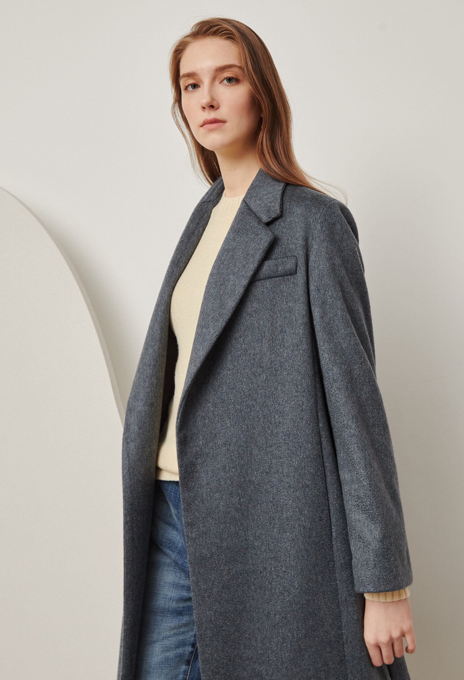 캐시미어 루즈핏 롱 코트 (BLUE)