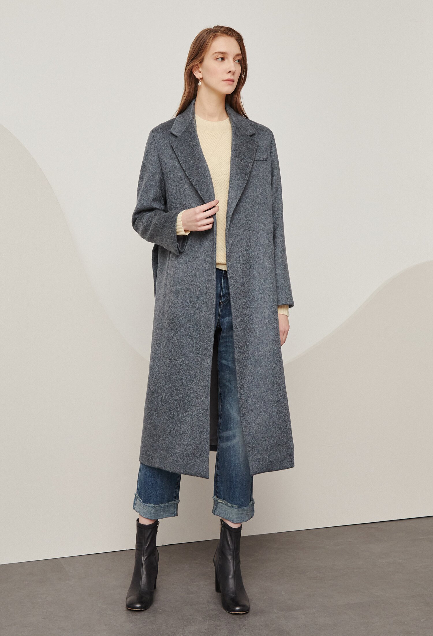 캐시미어 루즈핏 롱 코트 (BLUE)