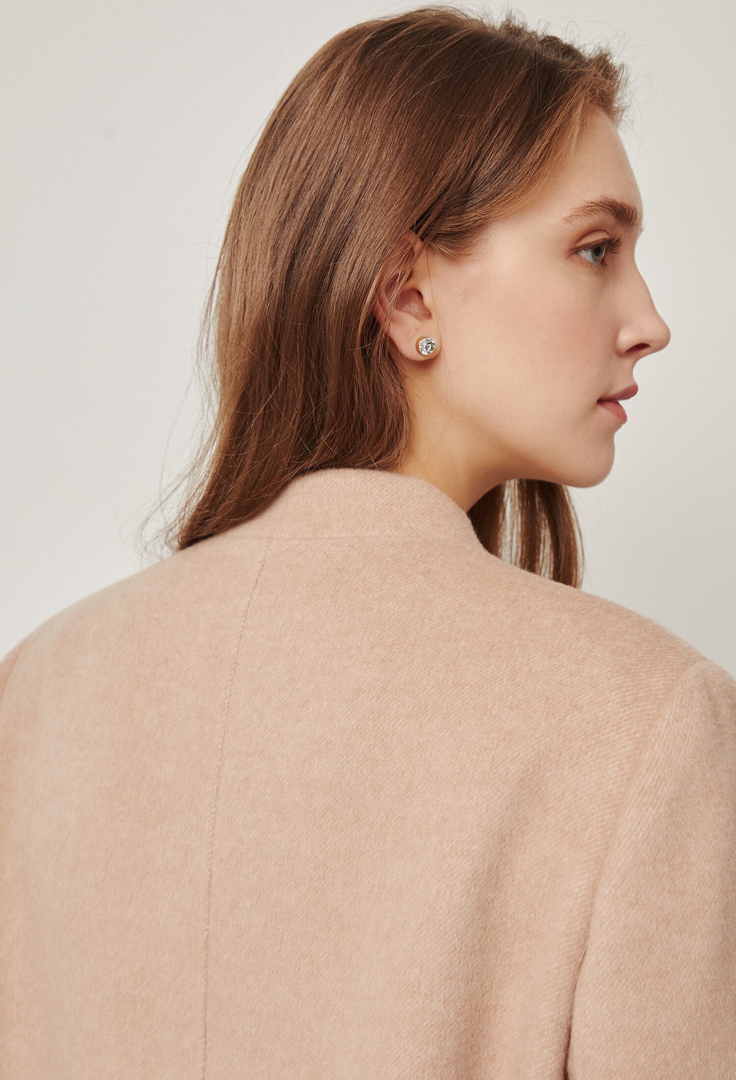 논칼라 트라페즈 롱 코트 (BEIGE)