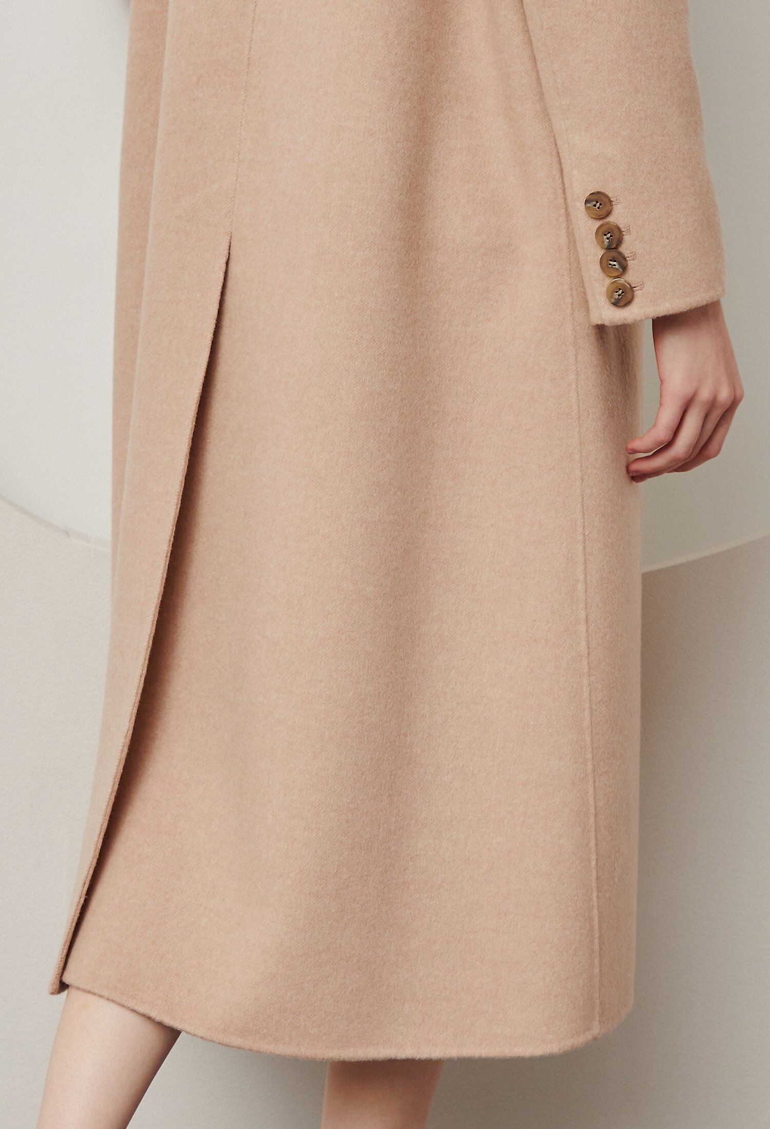 논칼라 트라페즈 롱 코트 (BEIGE)