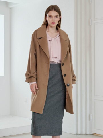 울 리본 커프 코트 Wool Ribbon Cuff Coat_CAMEL