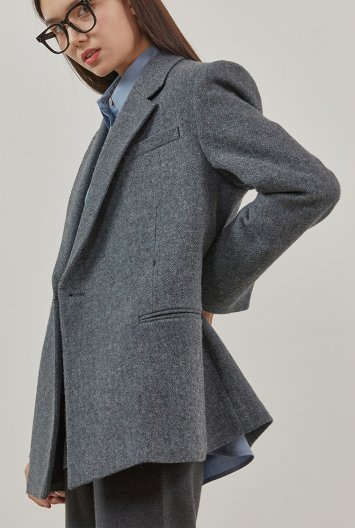 Embossing Herringbone Jacket_BLUE