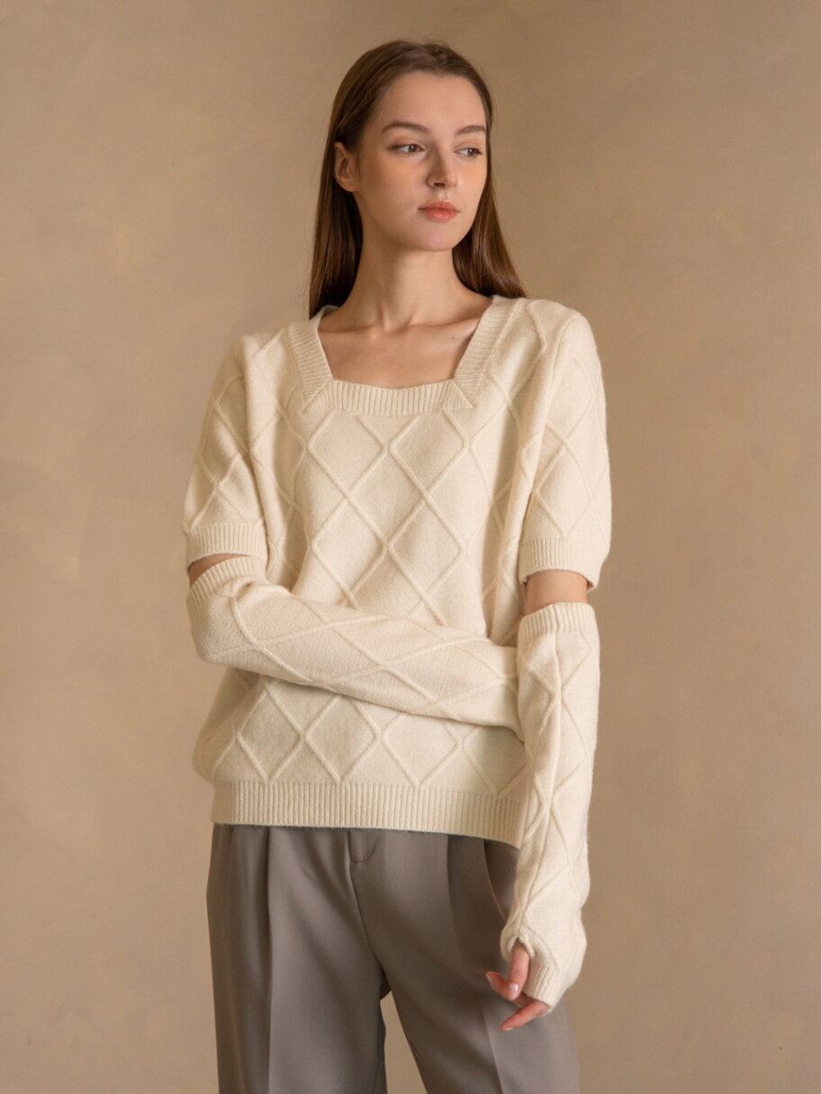 WED Sqaure neck wammer & knit top sets_3colors