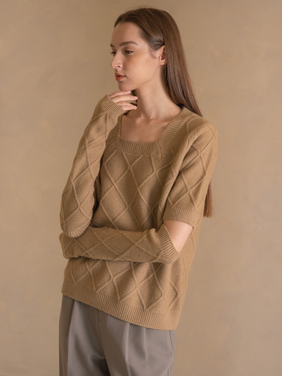 WED Sqaure neck wammer & knit top sets_3colors