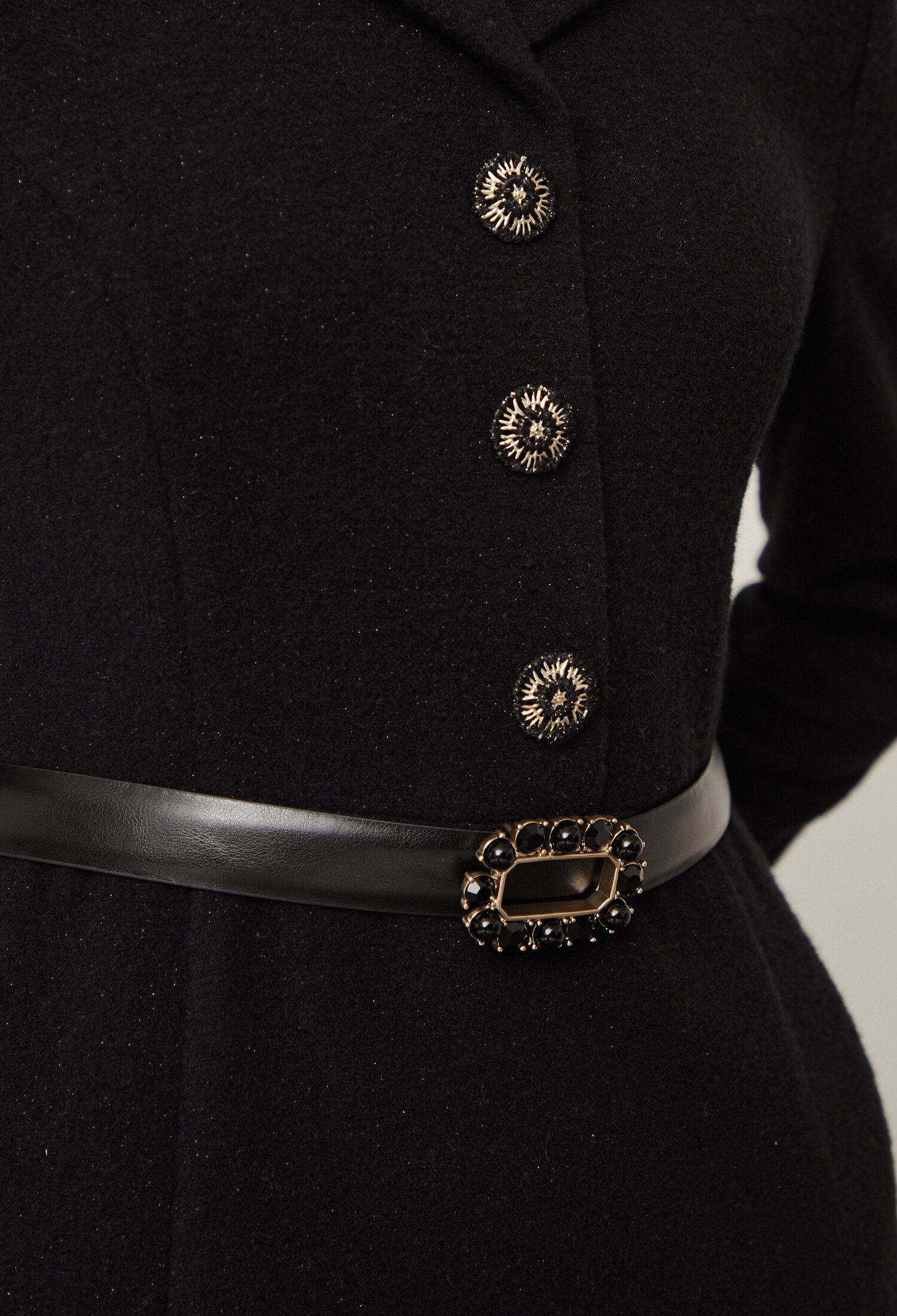 트위드 훌 A라인 원피스 (BLACK)