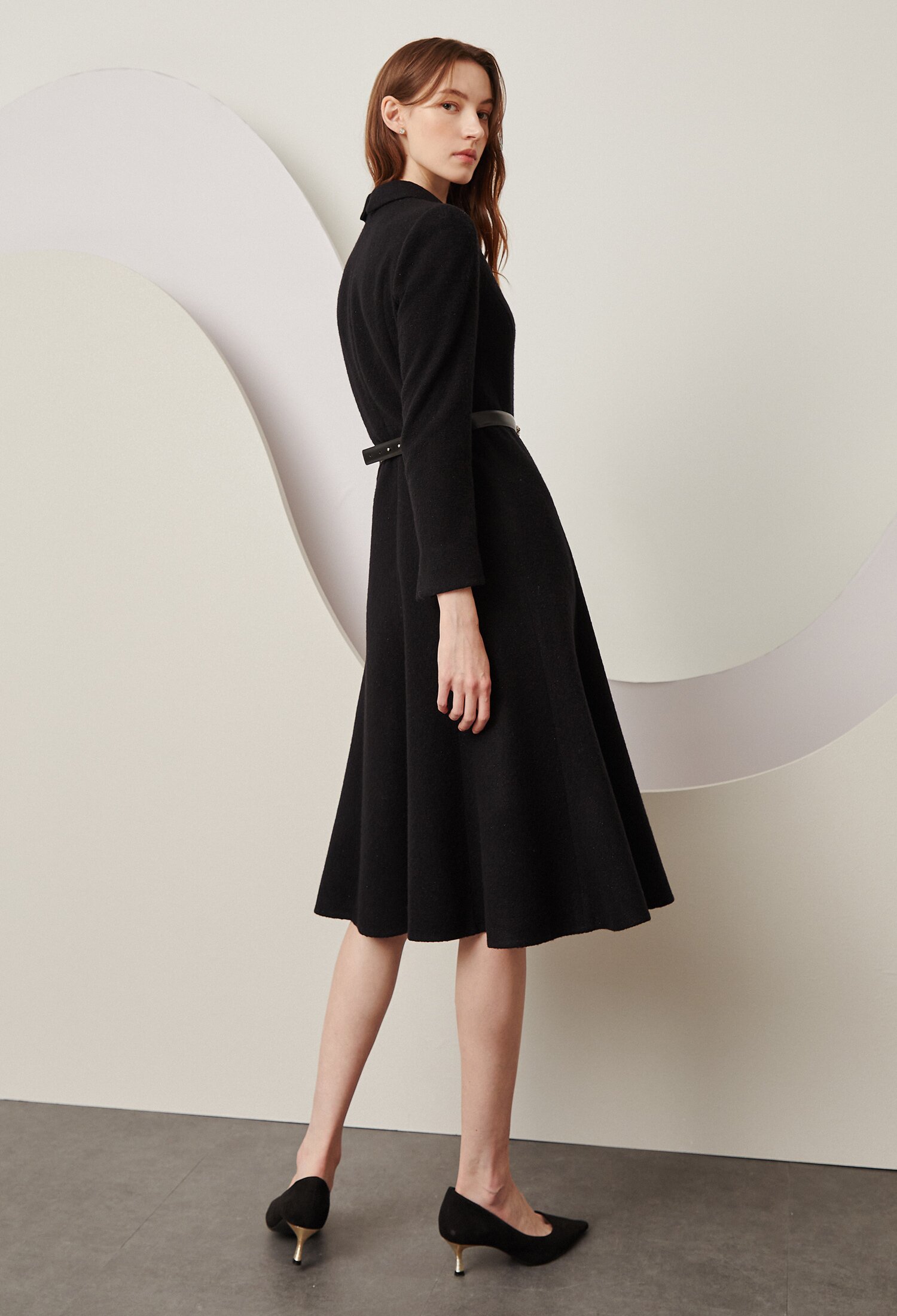 트위드 훌 A라인 원피스 (BLACK)