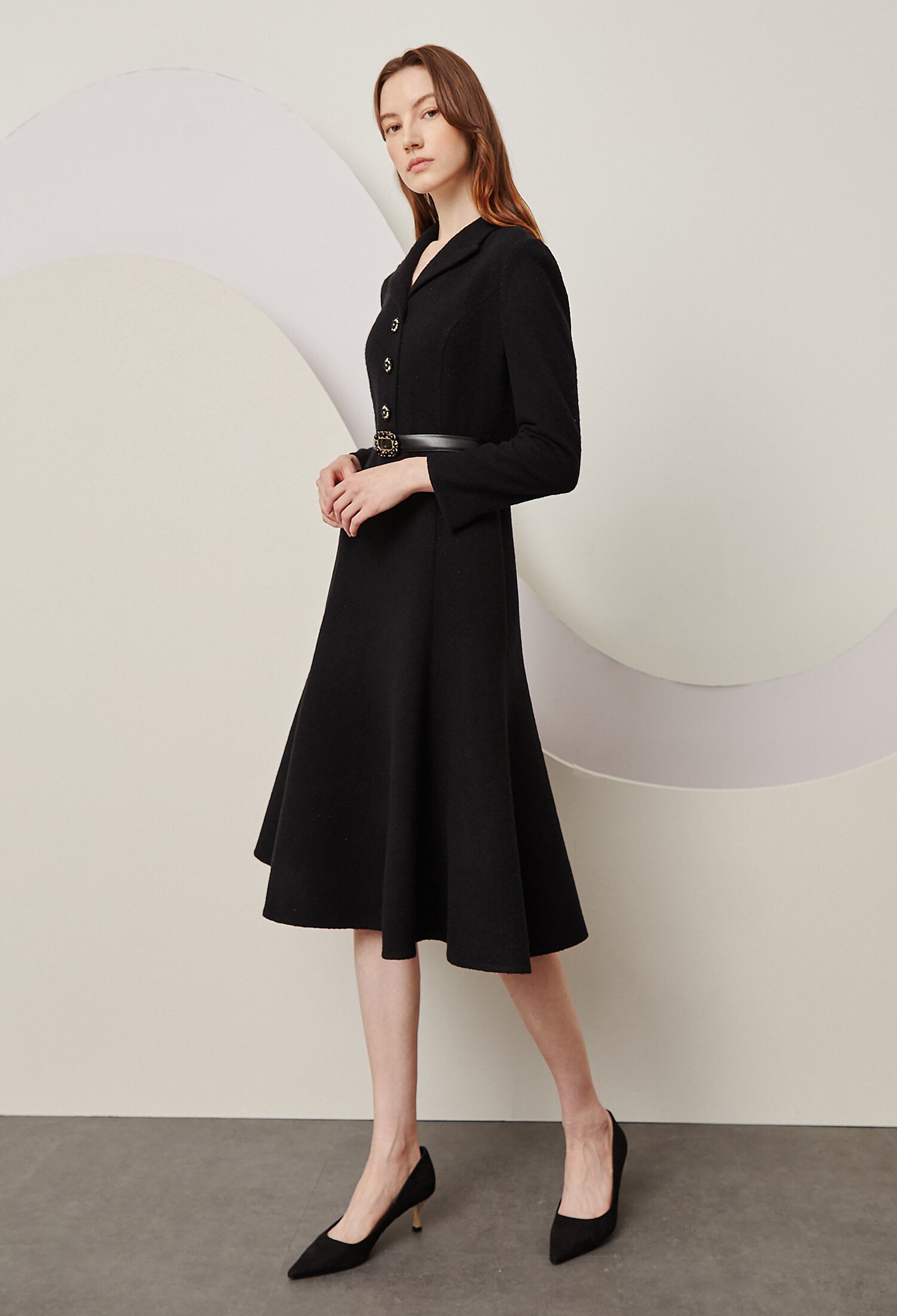 트위드 훌 A라인 원피스 (BLACK)