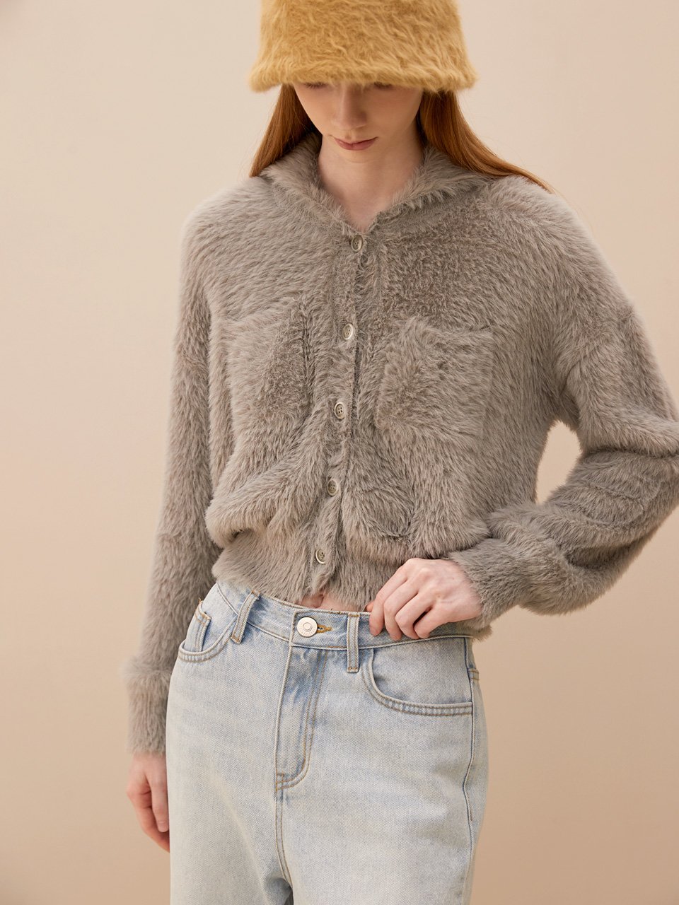 Hairy hot sale knit cardigan