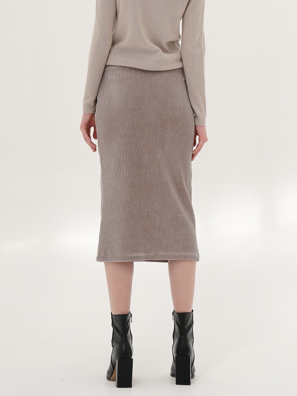 Corduroy Bending Skirt _Beige