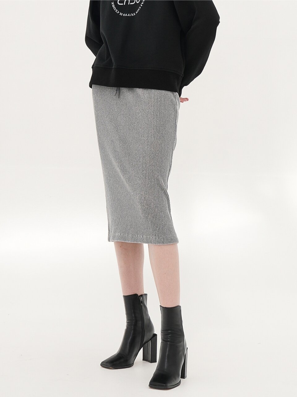 Corduroy Bending Skirt _Beige