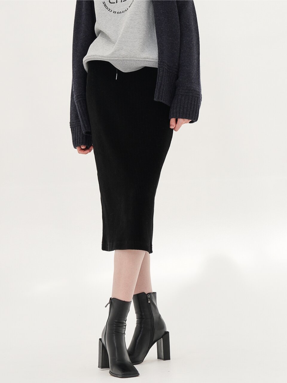 Corduroy Bending Skirt _Beige