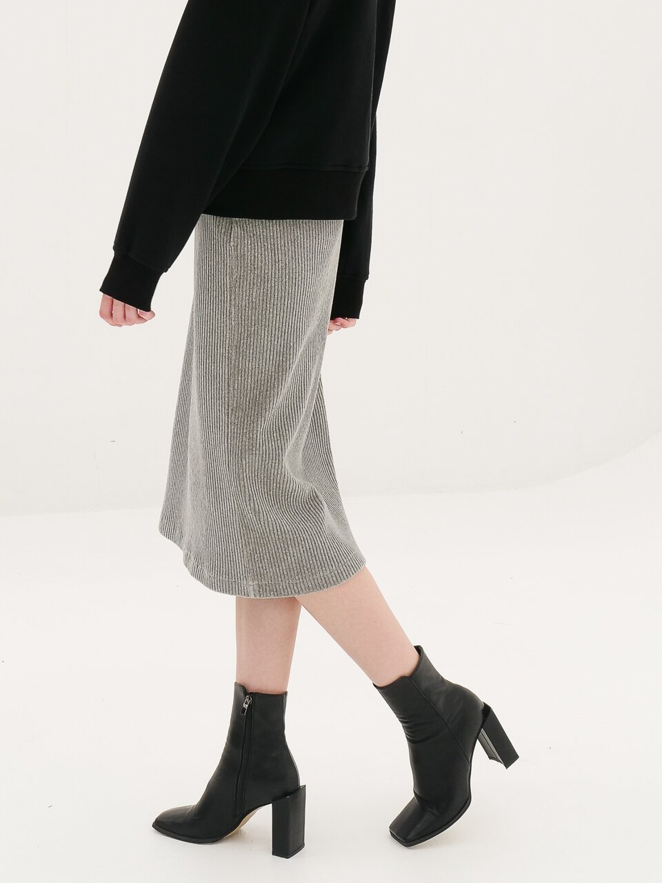 Corduroy Bending Skirt _Grey
