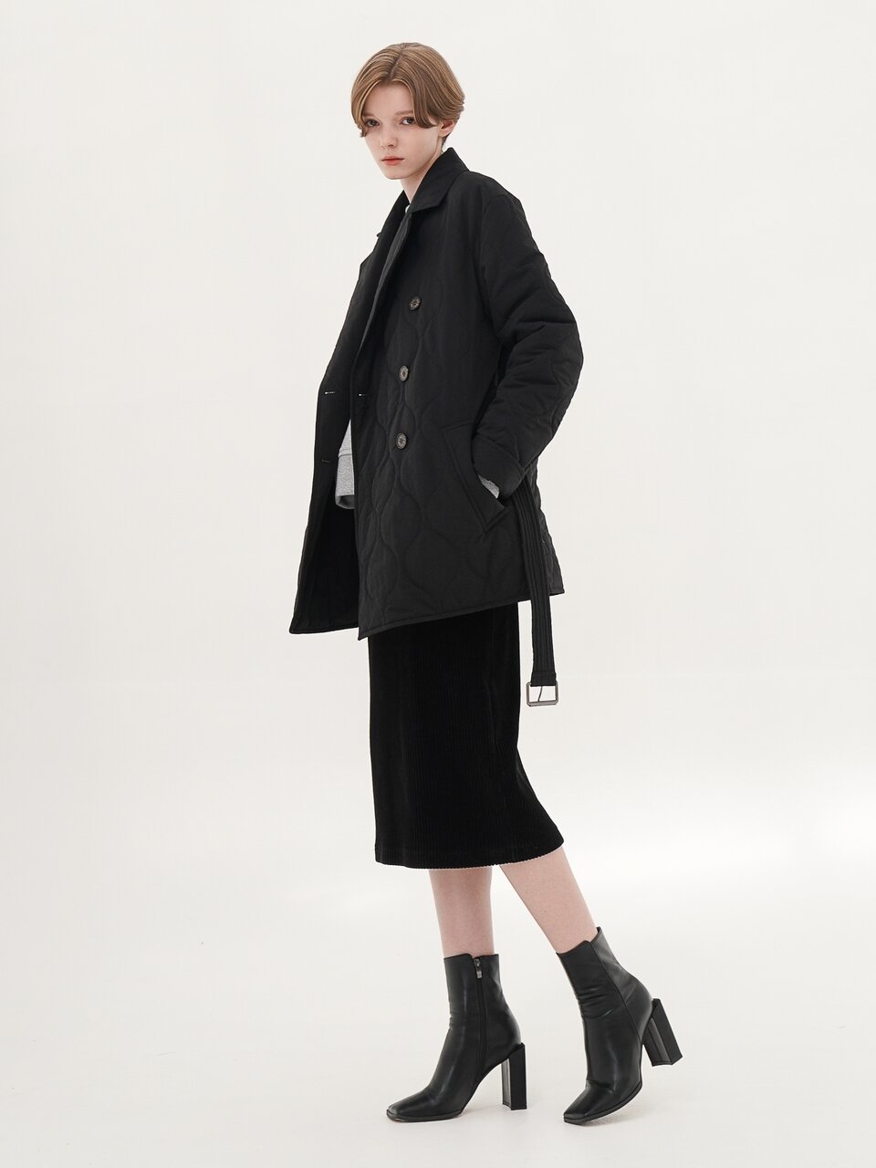 Padding Half Coat _Black