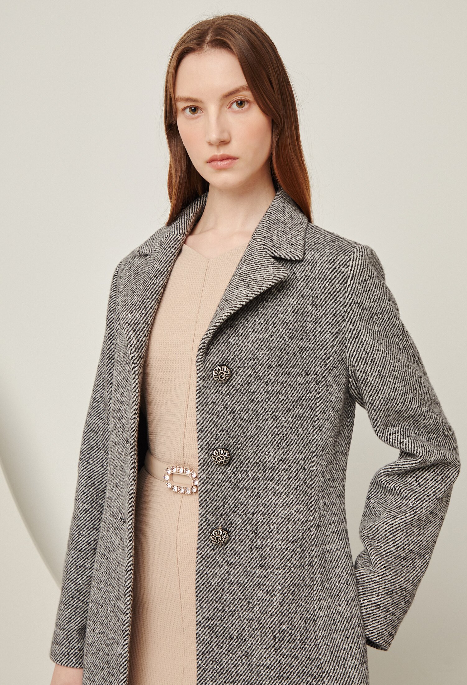 트윌 메탈 슬림 코트 (BLACK)