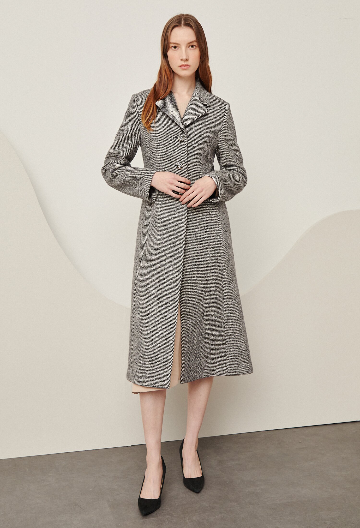 트윌 메탈 슬림 코트 (BLACK)