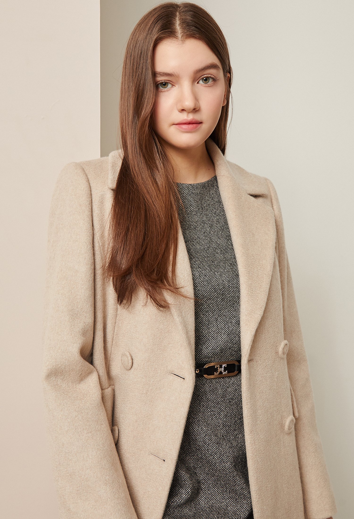 A라인 더블 캐시미어 코트 (LIGHT/BEIGE)