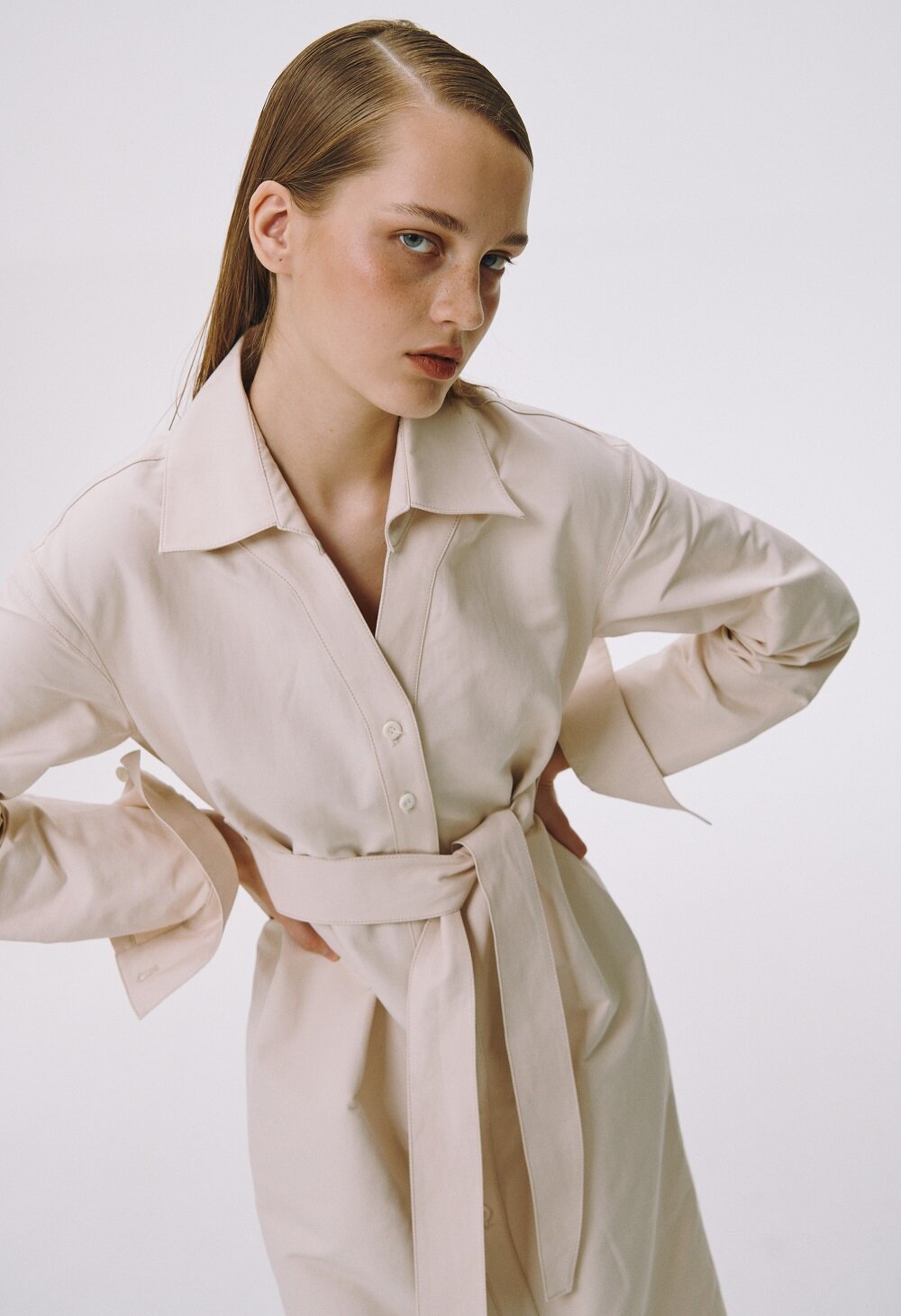 BELT TRENCH COAT (PINK BEIGE)