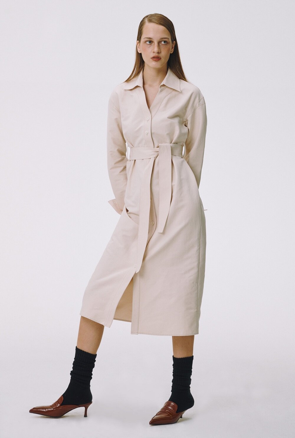BELT TRENCH COAT (PINK BEIGE)