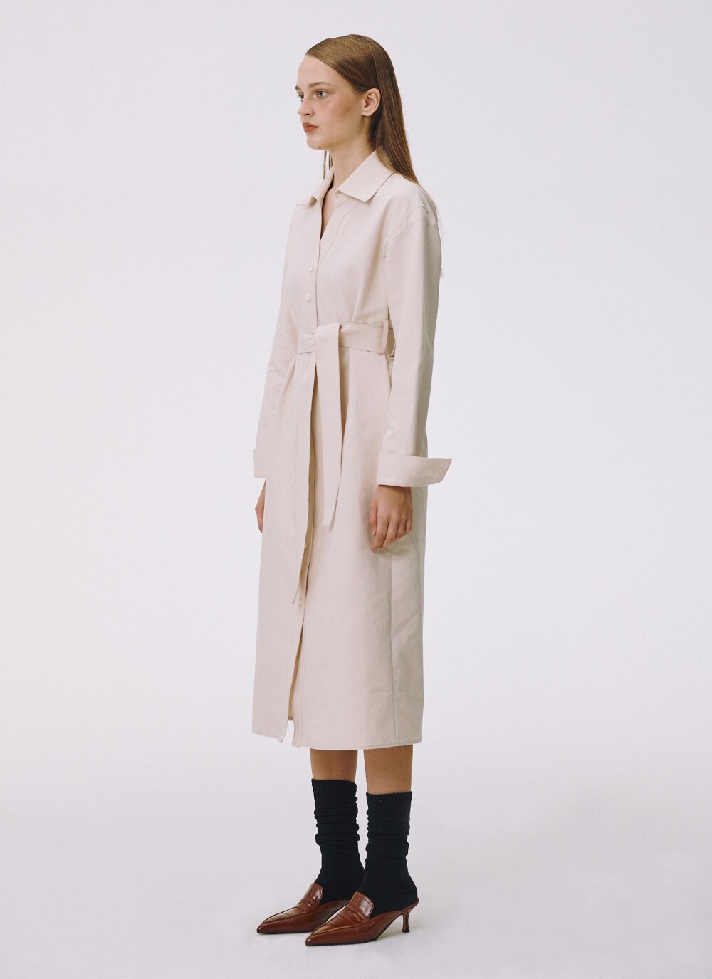 BELT TRENCH COAT (PINK BEIGE)