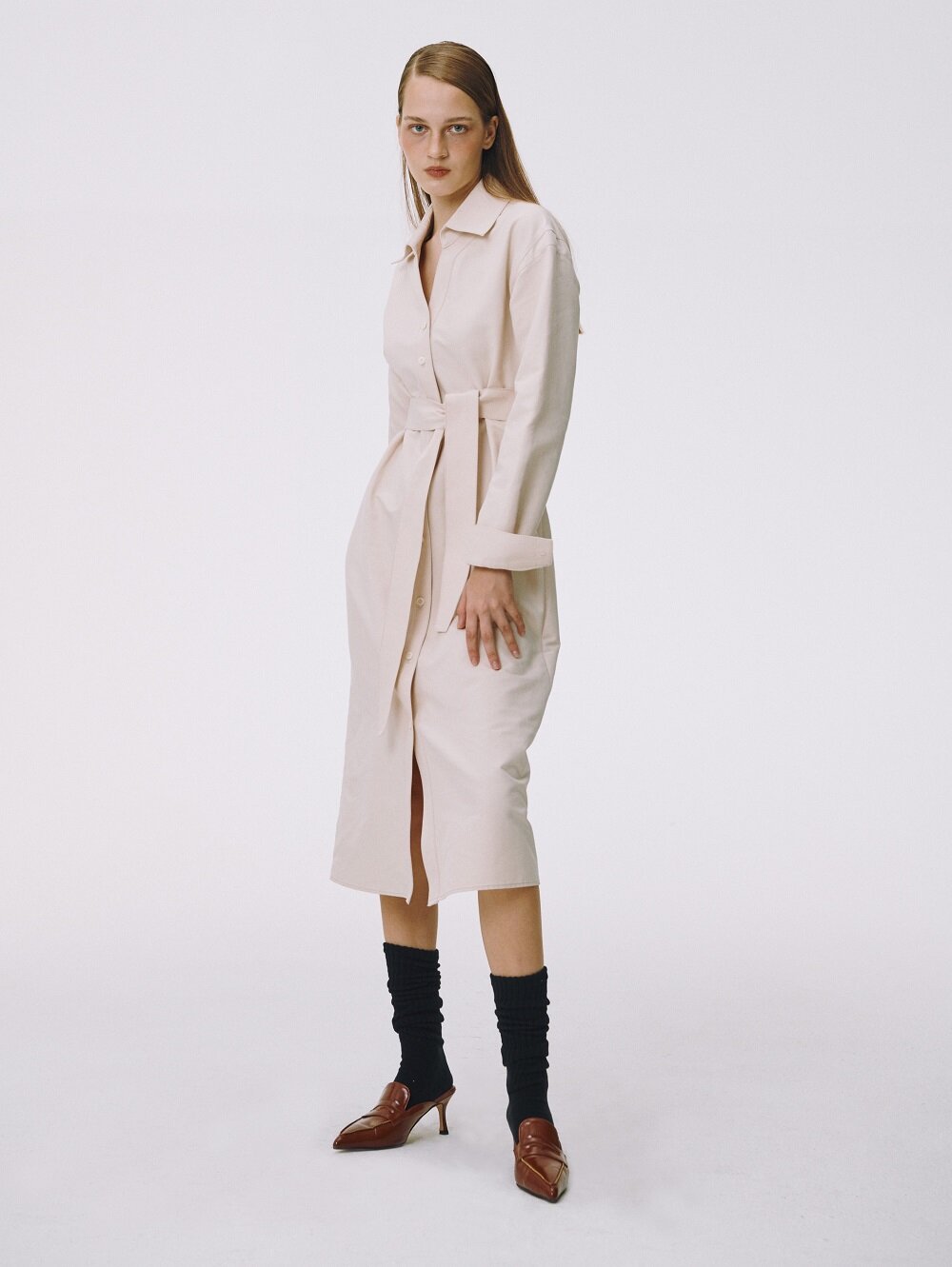 BELT TRENCH COAT (PINK BEIGE)