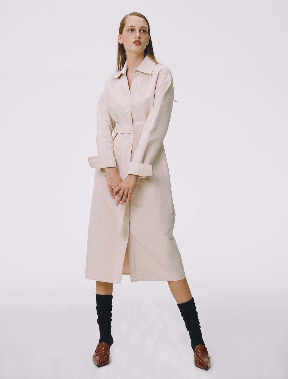 BELT TRENCH COAT (PINK BEIGE)