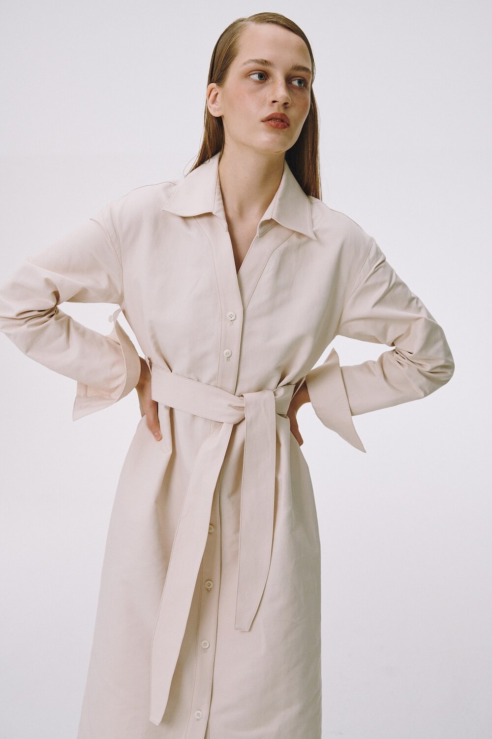 BELT TRENCH COAT (PINK BEIGE)