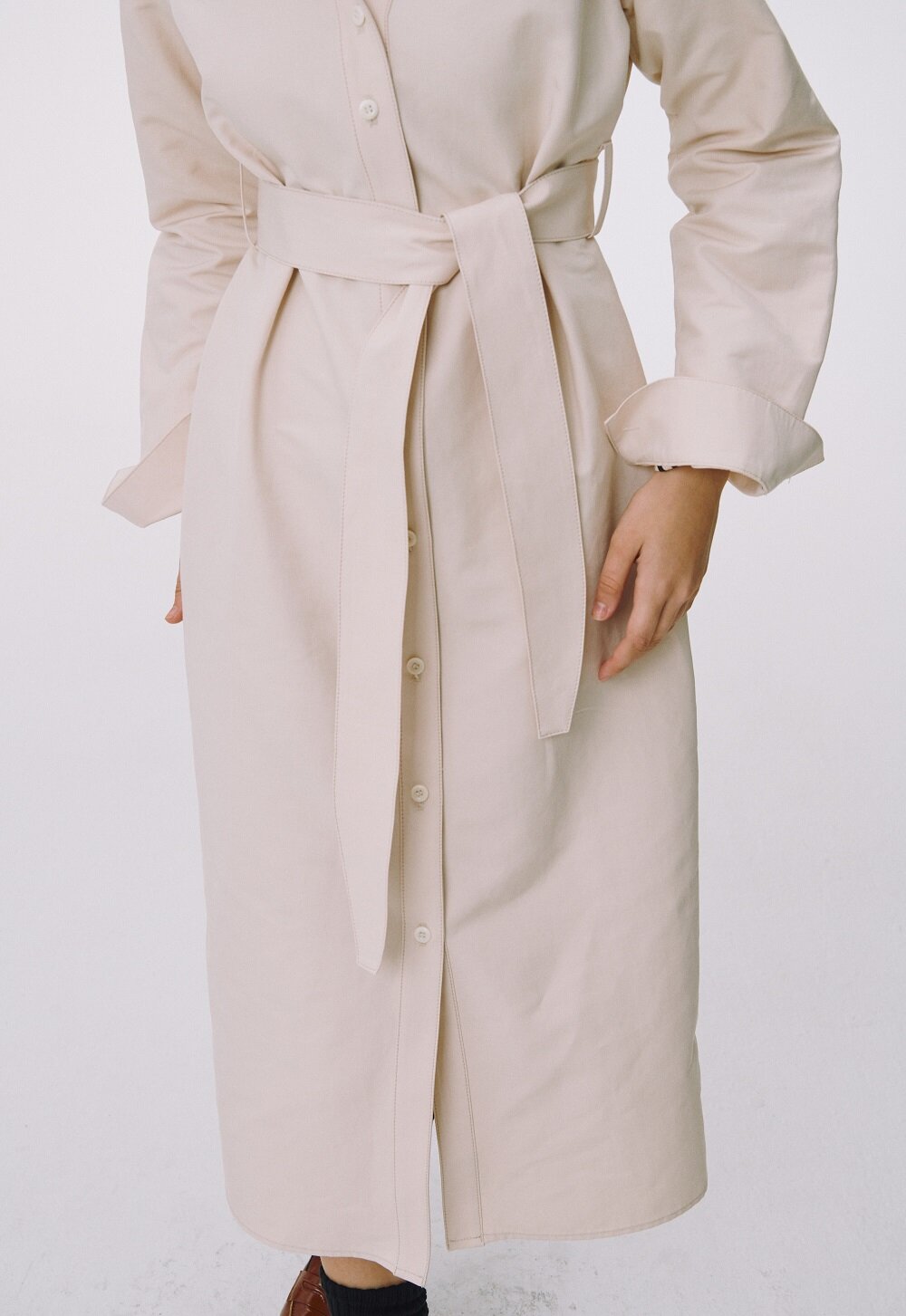 BELT TRENCH COAT (PINK BEIGE)
