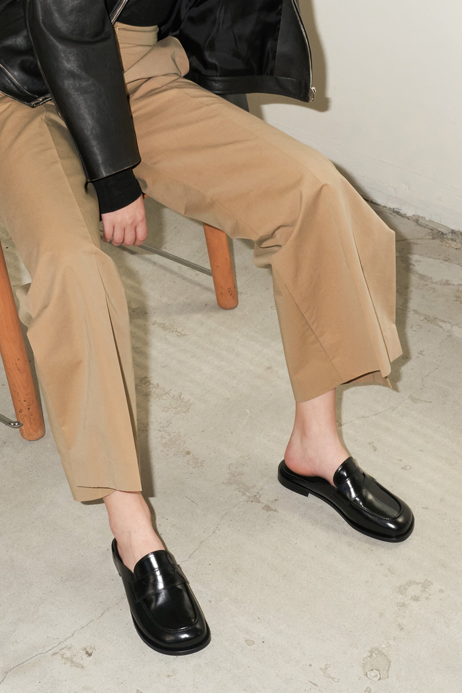 Chiara Backless Loafers Leather Black