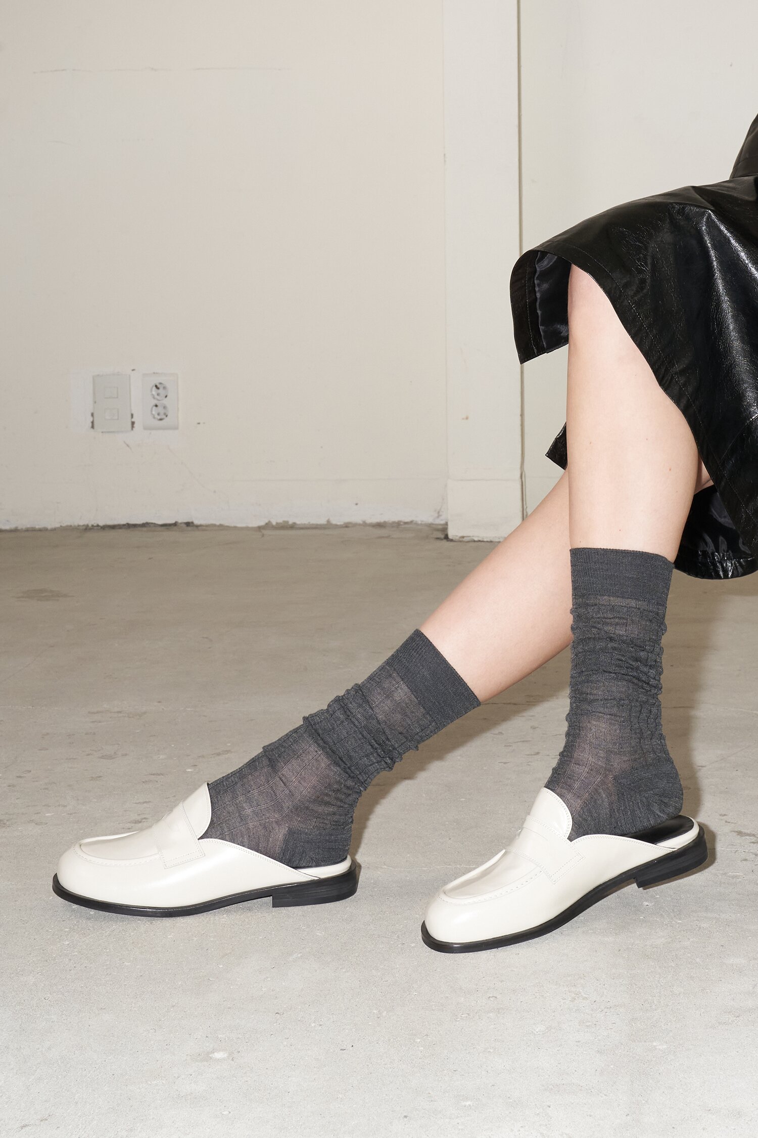 Chiara Backless Loafers Leather Ivory