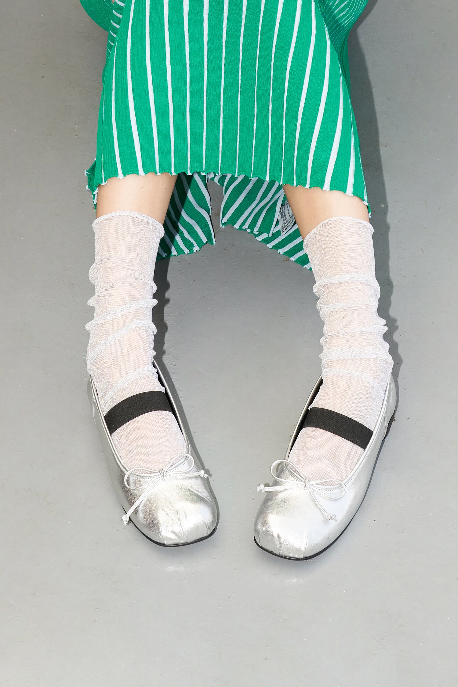 Lumi Ballet Flats Leather Silver