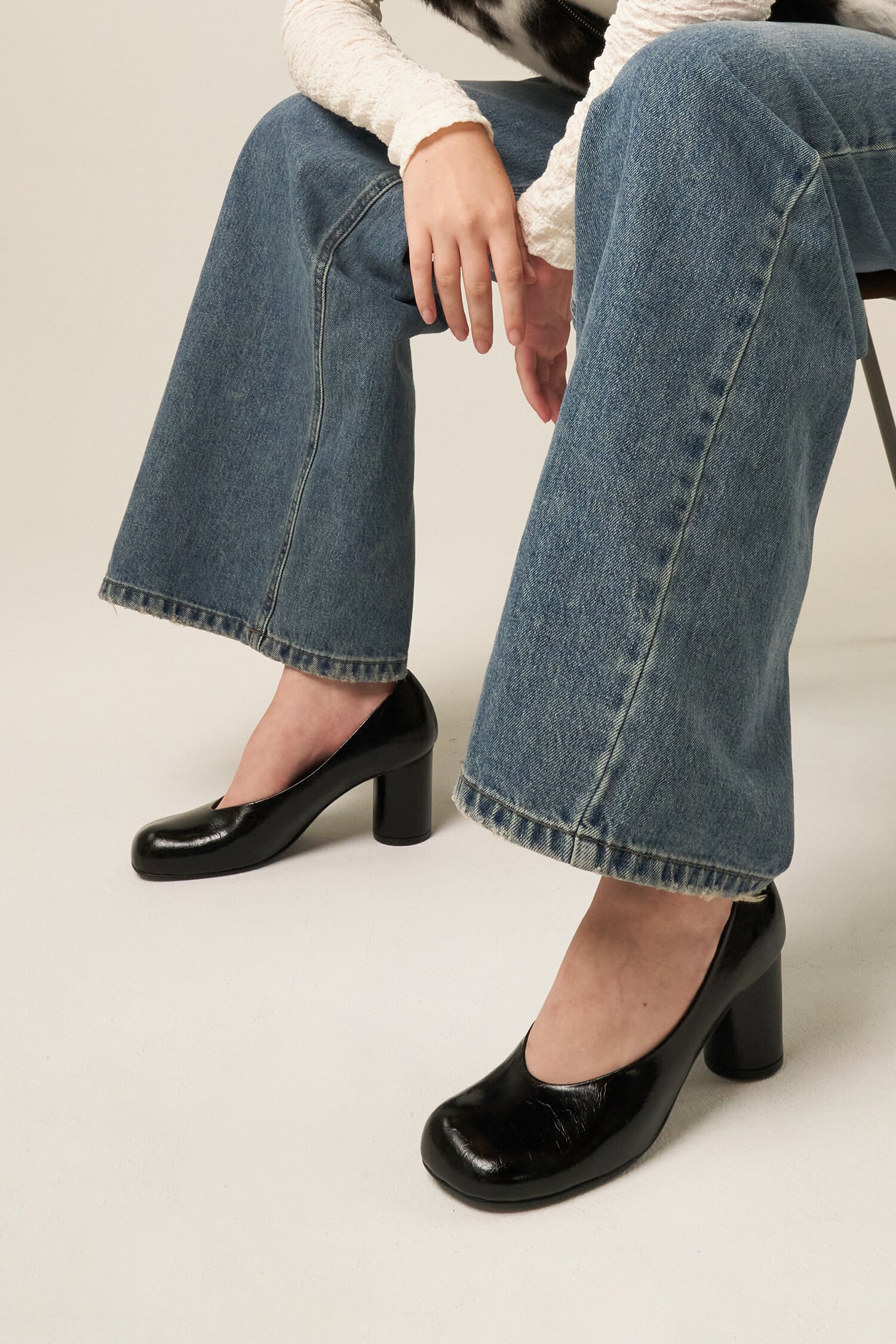 Luna Pumps Leather Glossy Black 