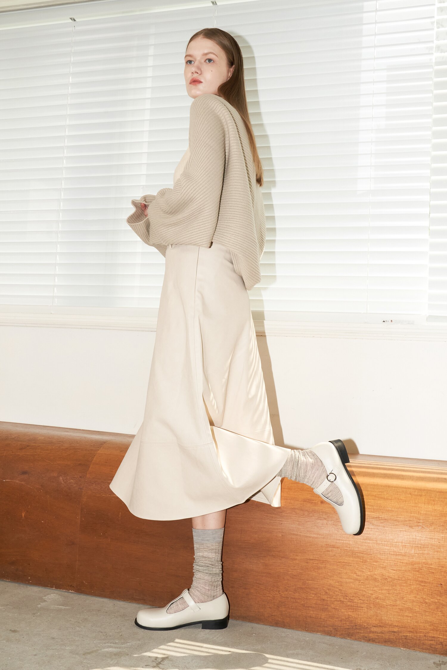 Gabriel Classic T-Strap Loafers Ivory
