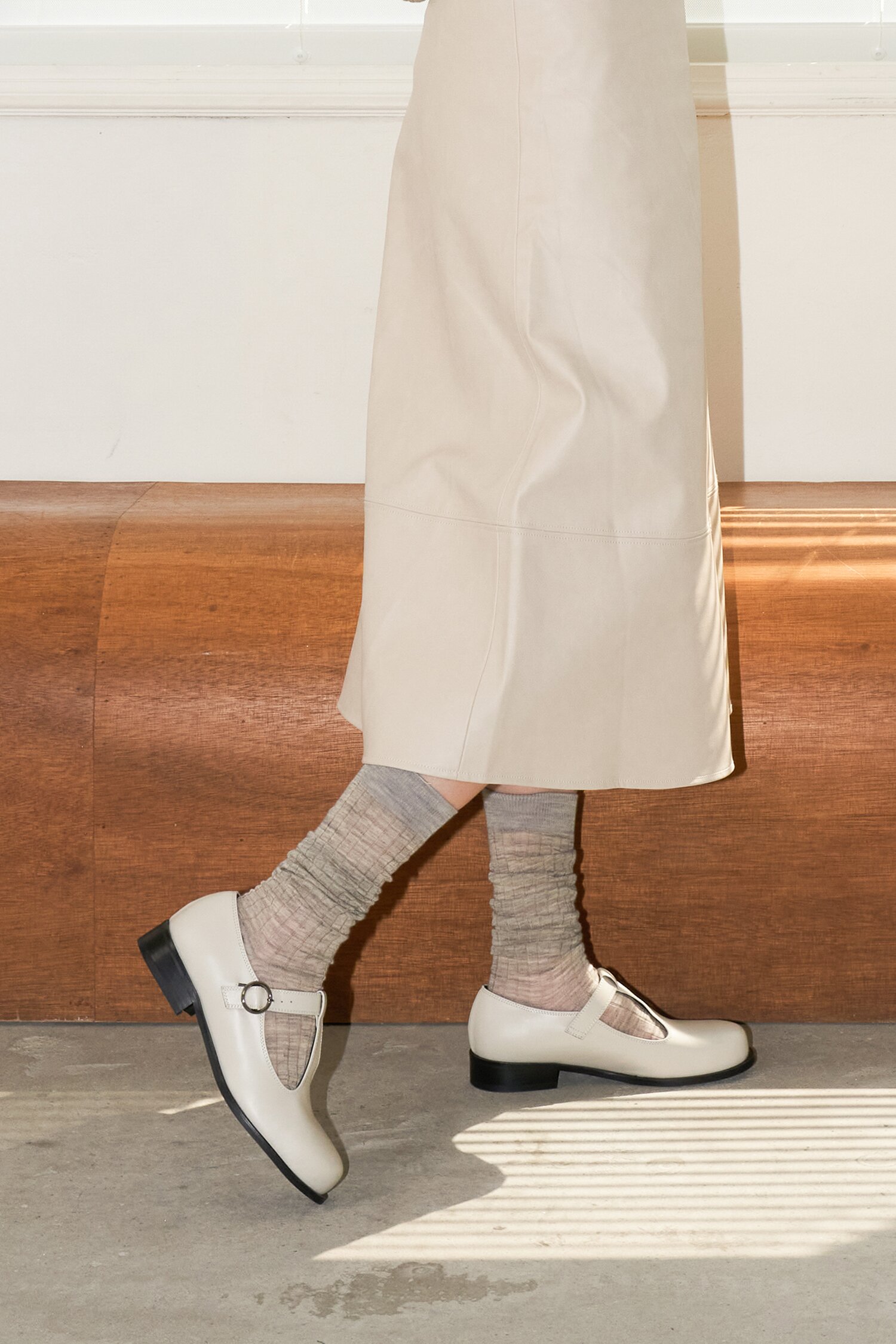 Gabriel Classic T-Strap Loafers Ivory