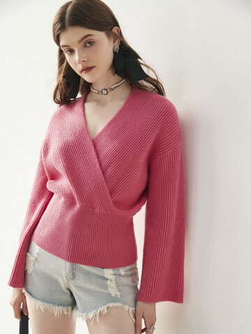 OZ_Gentle sense wrap v neck knit_2 colors