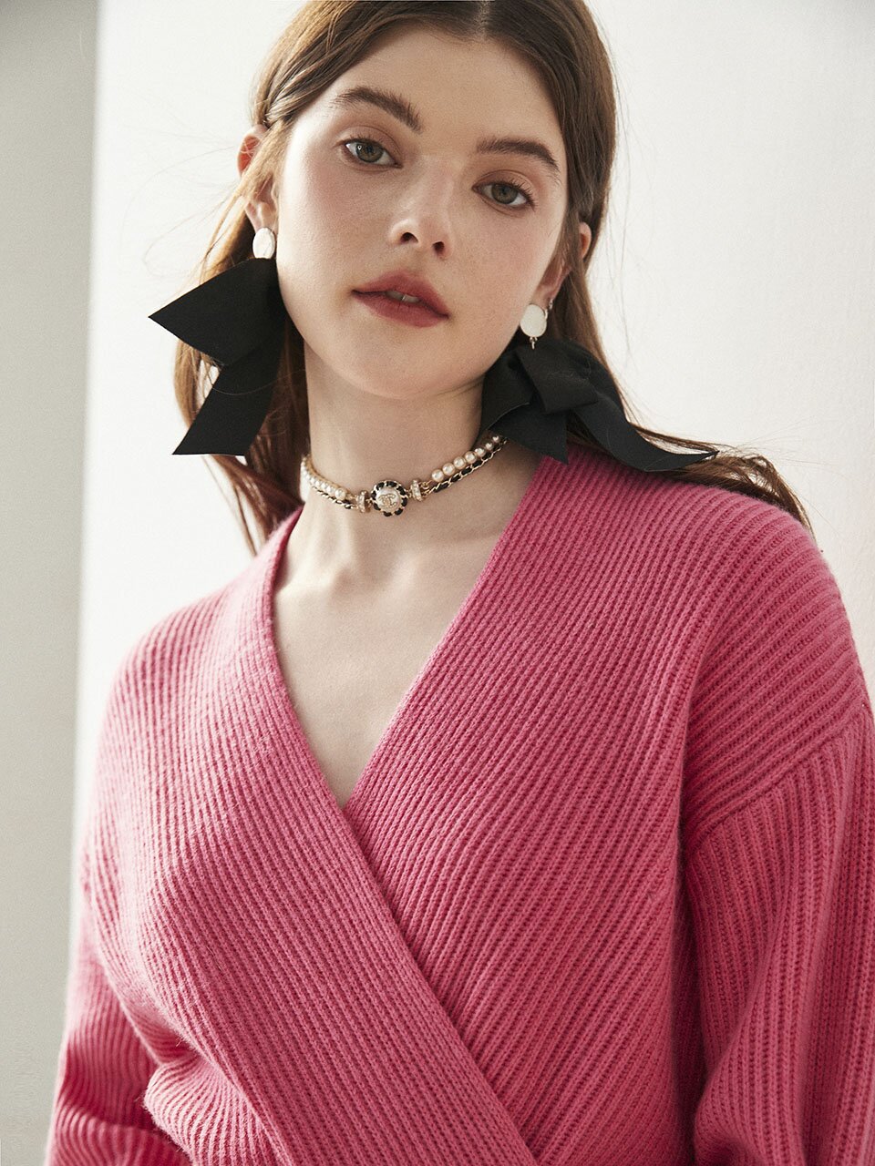 OZ_Gentle sense wrap v neck knit_2 colors