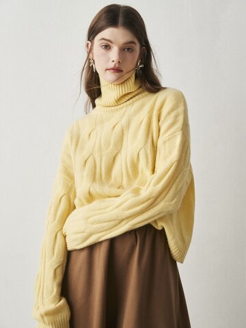 OZ_Delicate corded Mohair wool loose sweater_2 COLORS