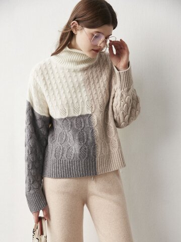 OZ_Sheep wool cable knit_BEIGE