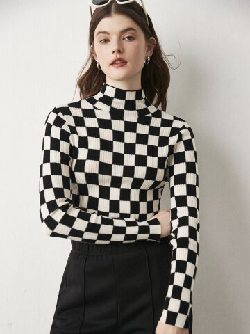 OZ_Checkboard basic slim shirts_BLACK