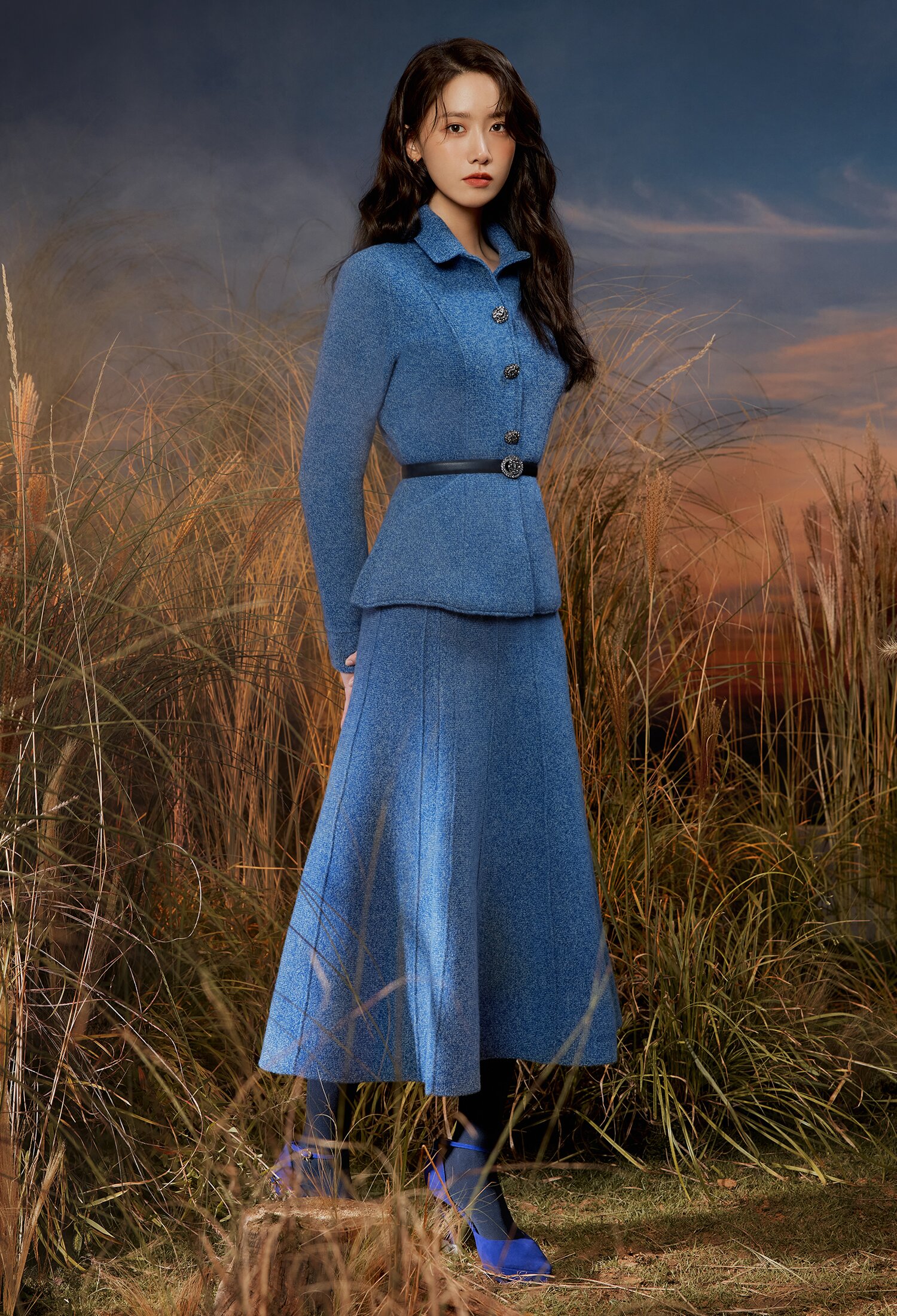 페플럼 재킷 니트 가디건 (BLUE)