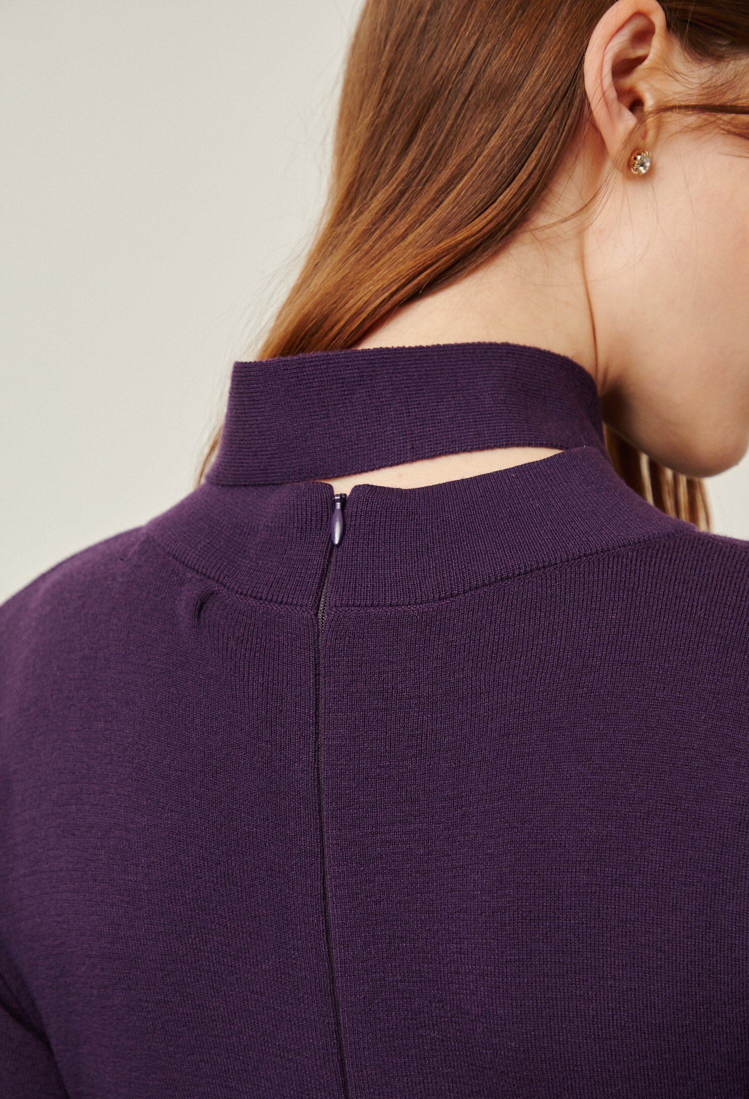 배색 벨티드 프린팅 리본 원피스 (PURPLE)