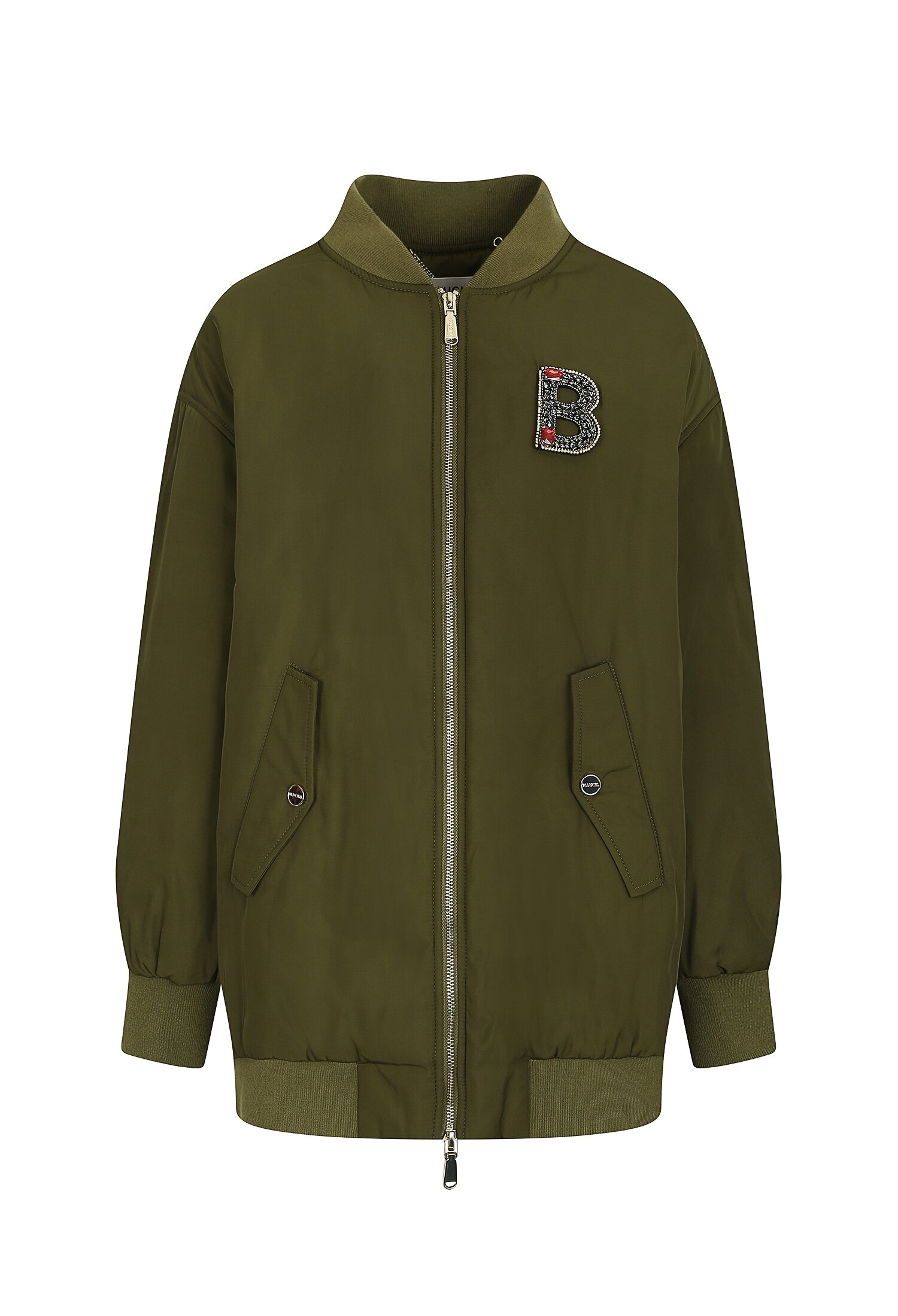 집업 스트링 퀼팅 재킷 (KHAKI)