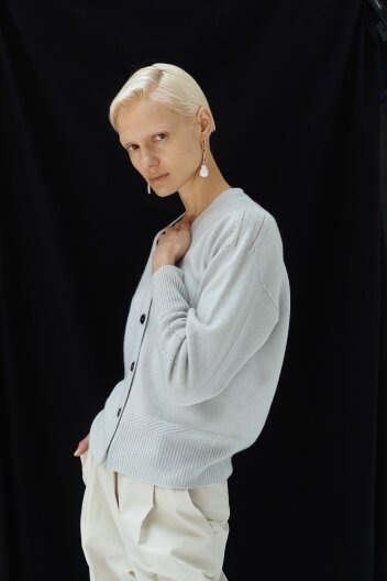 브이넥 가디건(민트)-이태리 캐시미어 100%